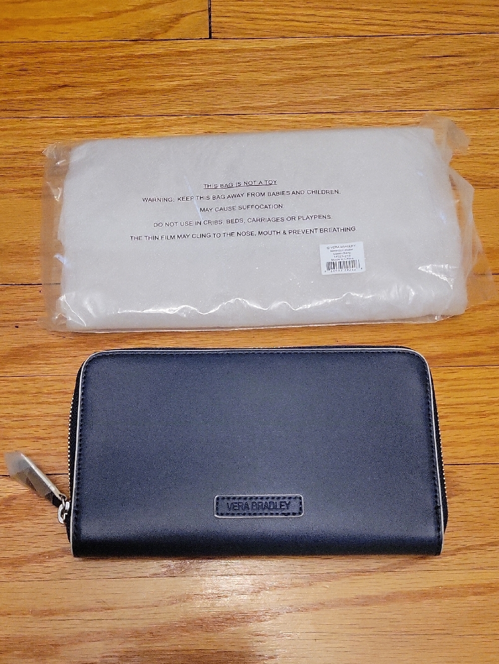 Vera Bradley Zip Around Navy Blue Accordion Long Wallet , Thin, Slim- NEW